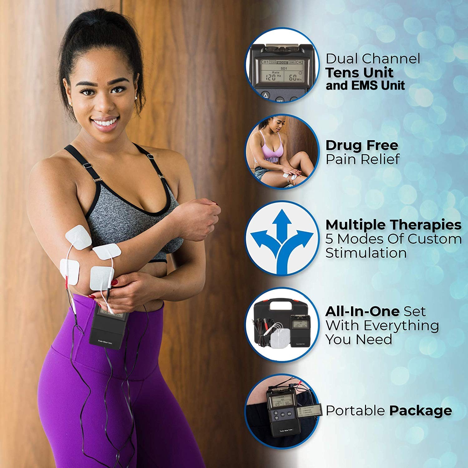 TENS Unit EMS 7000 Muscle Stimulation Therapy Machine Back Pain Relief TENS-OTC