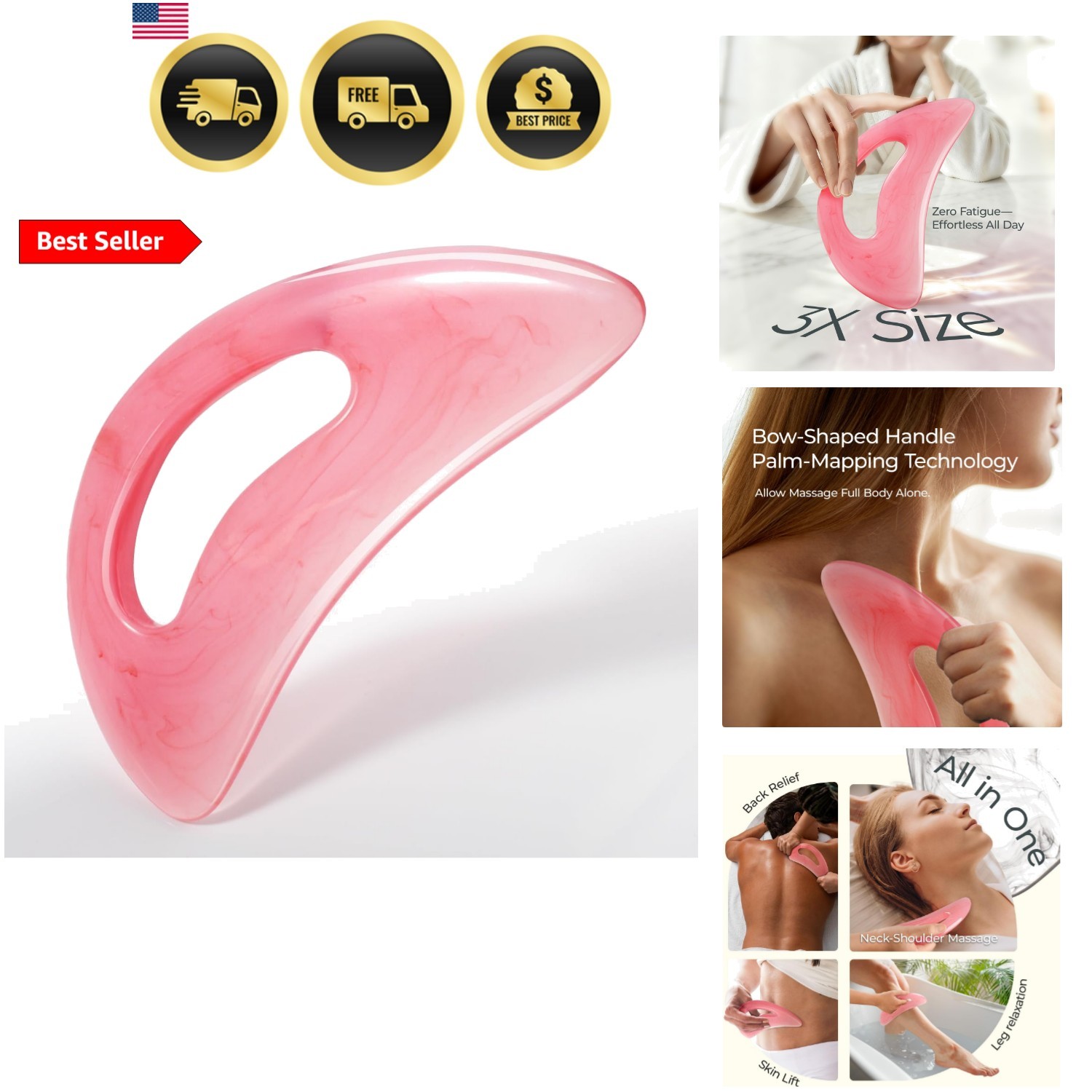 Gua Sha Massage Tool with Handle Resin Larger Guasha Scraping Tool for Back N…
