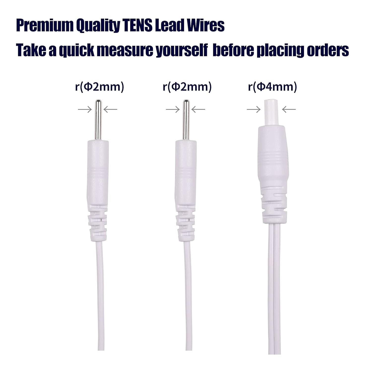 Essential TENS Wires – 2 Count, 59″ Long, 4mm Plug to 2mm Pin Connection