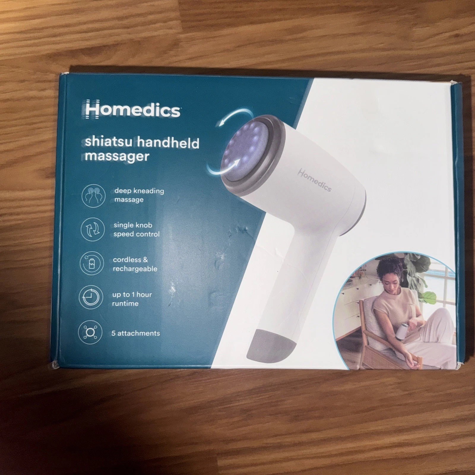 Homedics Shiatsu Handheld Massager, Cordless &Rechargeable, White