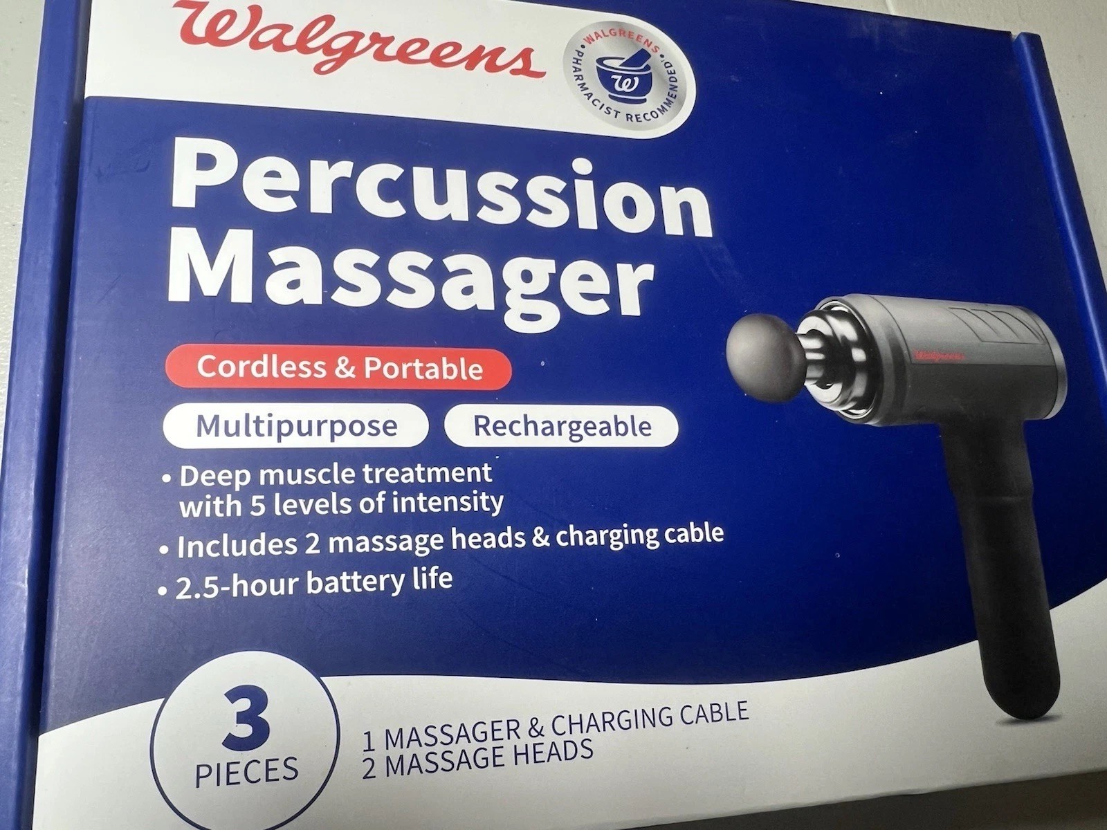 Walgreens 899209 Cordless Portable Percussion Massager. New In Box. Sealed