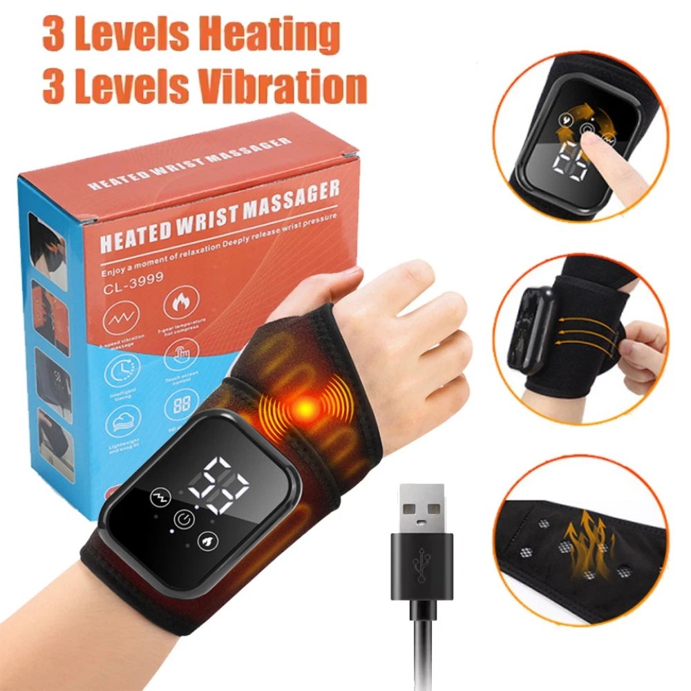 Cordless Hand Wrist Massager Heating Vibration for Arthritis and Carpal Tunne