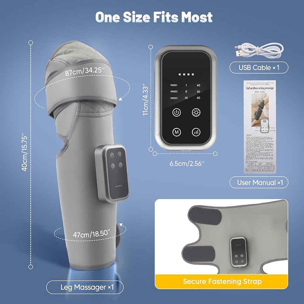 1 Pair Leg Massager Cordless knee Air Compression Massager Heated Pain Relief US