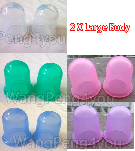 2 x Large Set of 2 cups cupping Silicone Vacuum Anti Cellulite Massage Body Cups