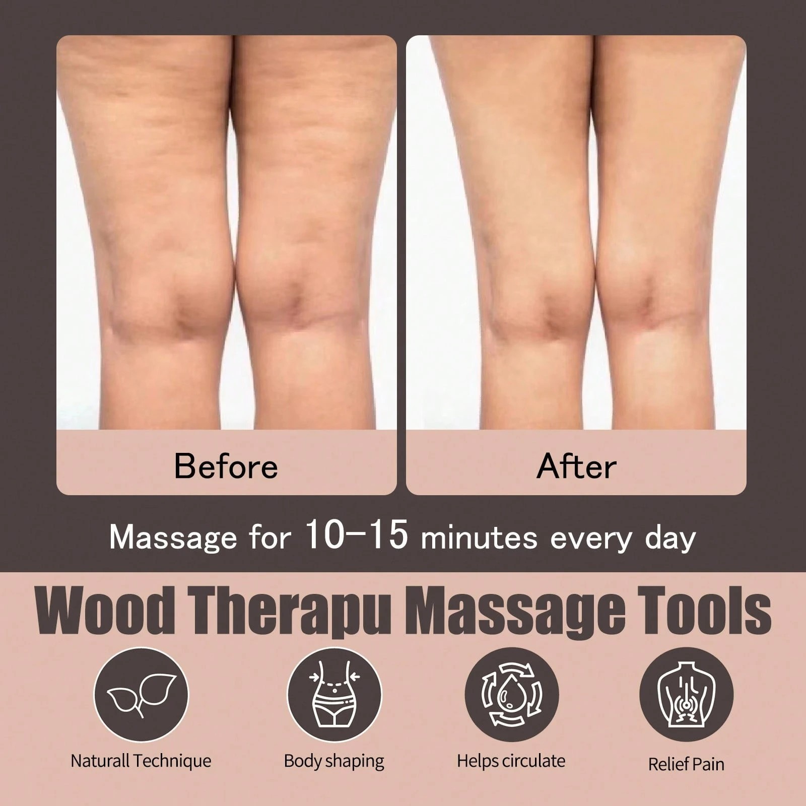 6 In 1 Wood Massage Tool Set for Body Sculpting Lymphatic Drainage and Pain Reli