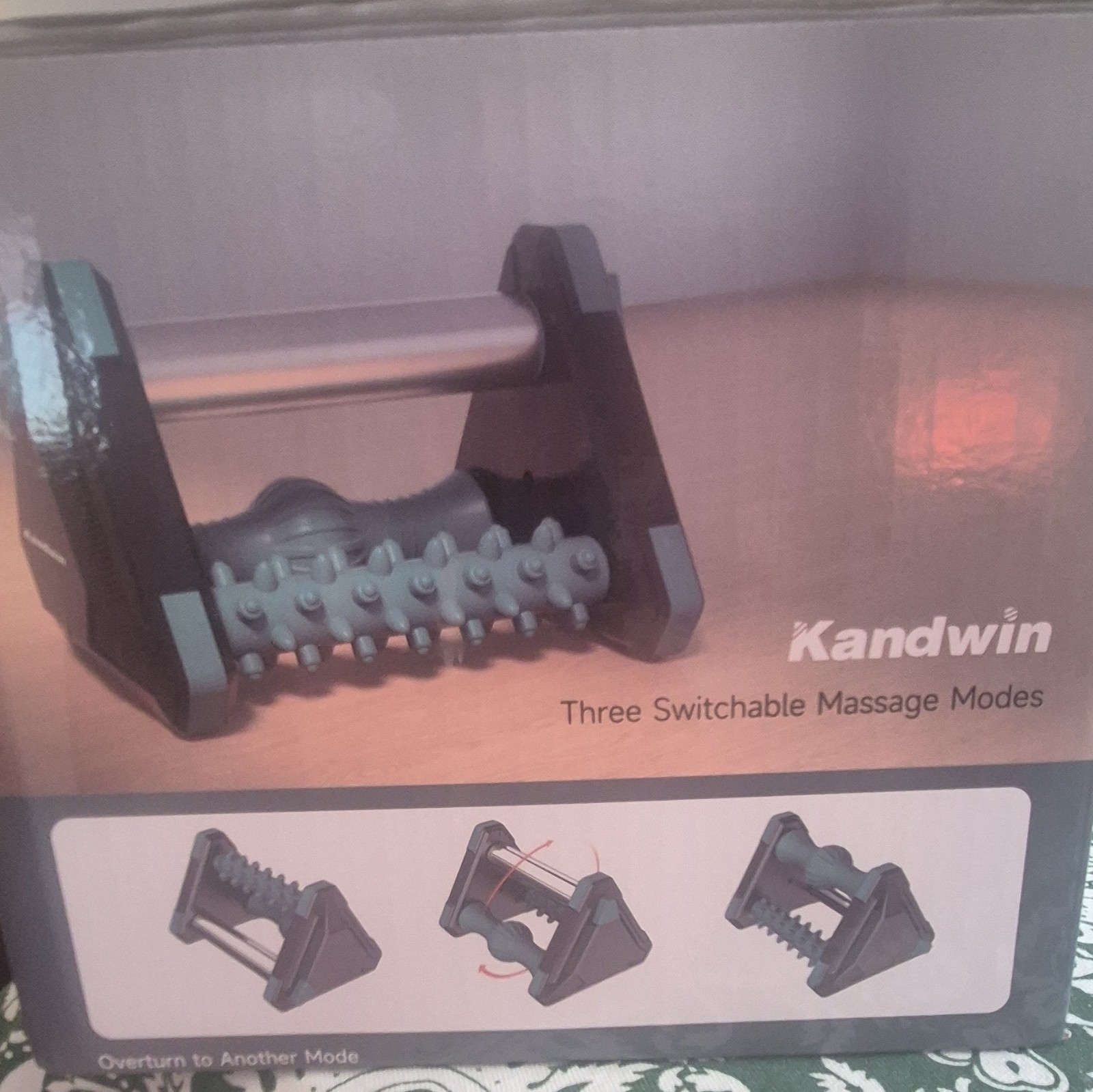 Kandwin 3-in-1 Manual Acupressure Foot Roller Massager, Plastic Black/Gray
