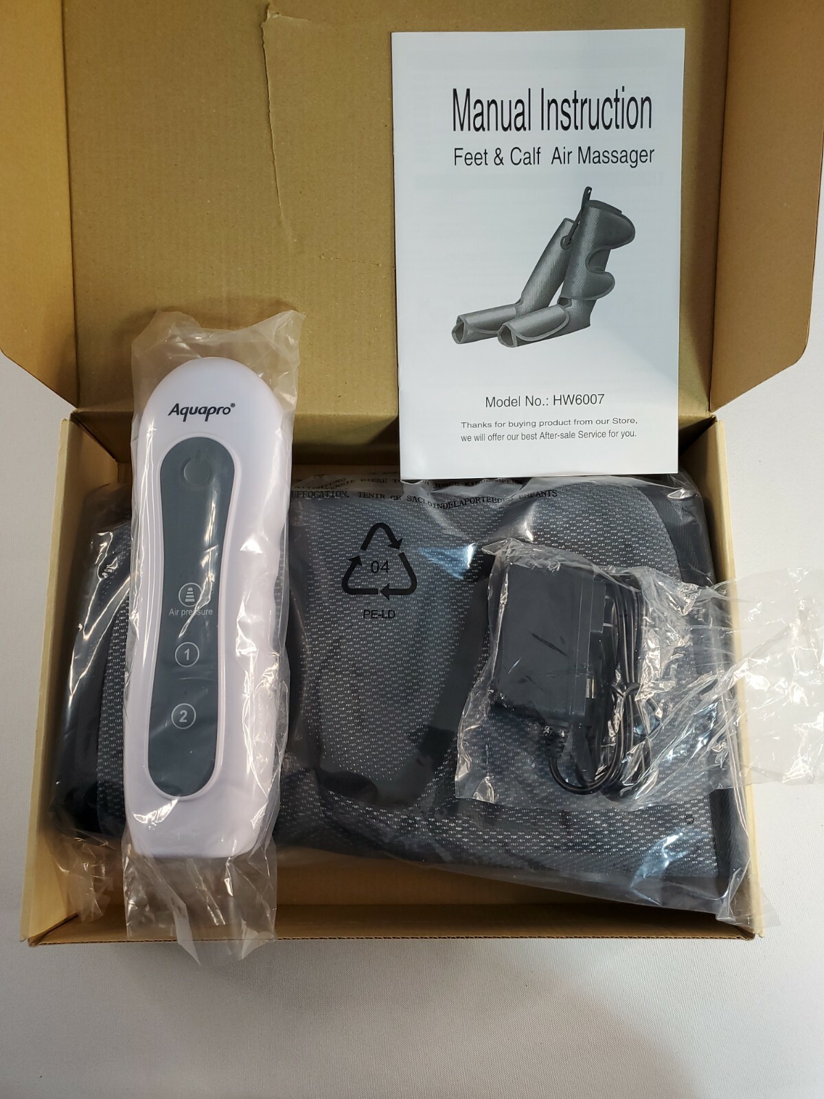 Aquapro Leg Massager HW6007C Air Compression for Calf Feet Relief, OPEN BOX