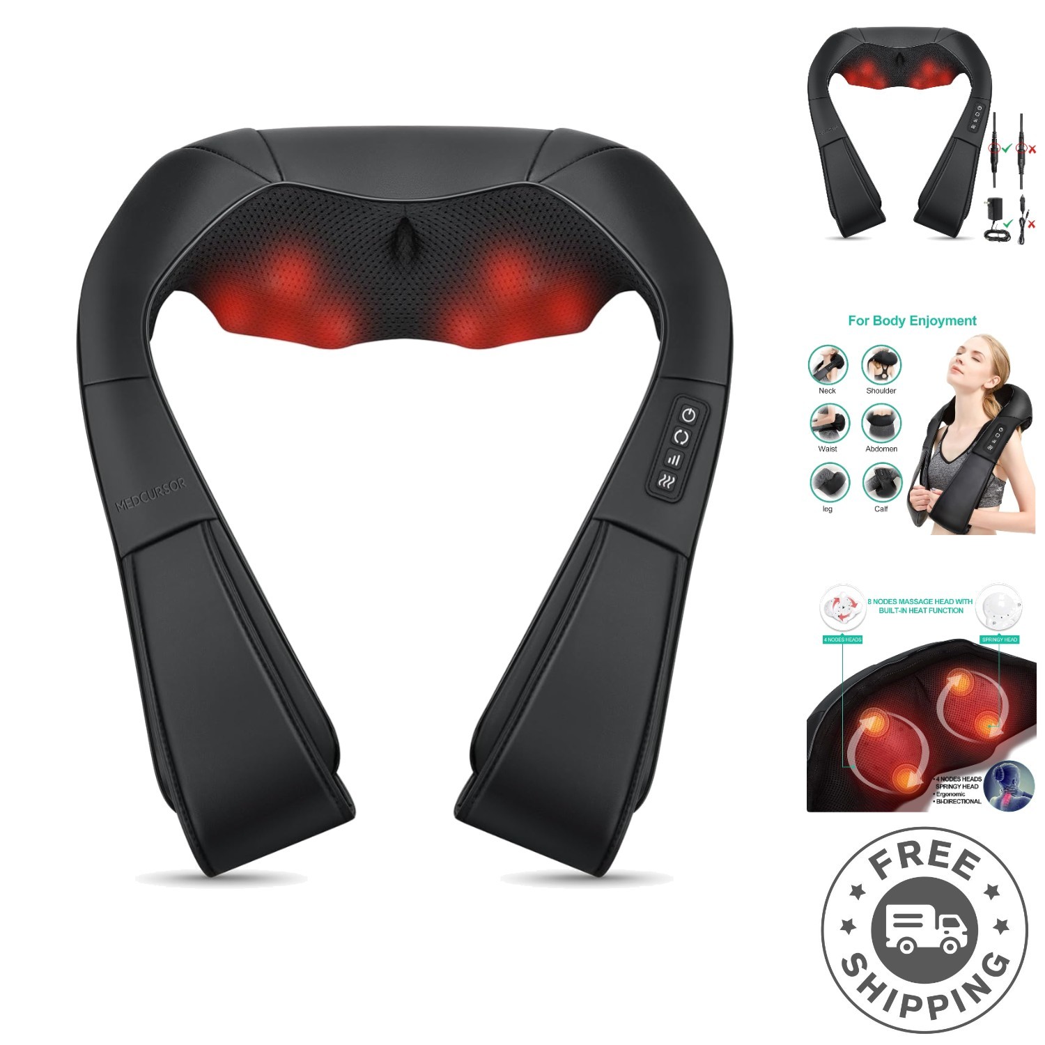 3-Speed Electric Neck and Back Massager with Soothing Heat – Perfect Gift Idea