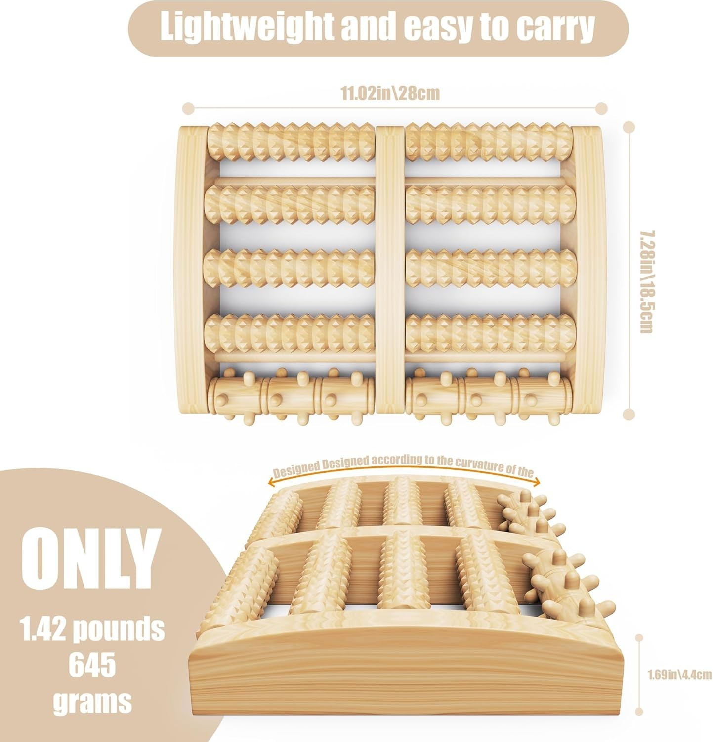Ergonomic Wooden Foot Massager for Plantar Fasciitis Relief – Ideal Holiday Gift