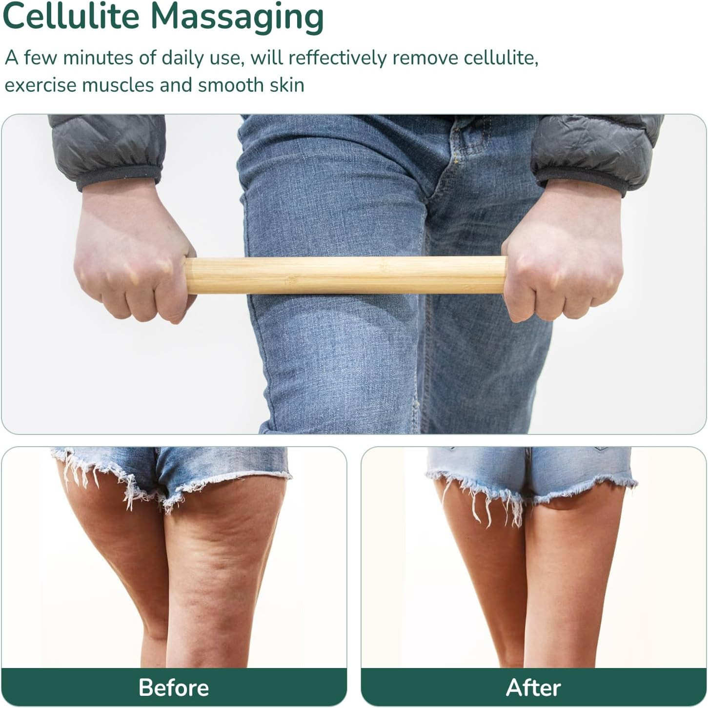 Bamboo Massage Stick – Body Shaping Roller, Guasha Massage Tool for Relaxing …
