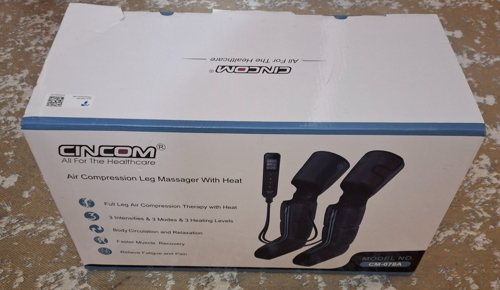 CINCOM Air Compression Leg Massagers w/ Heat Therapy Sleeves Pair CM-078A Black