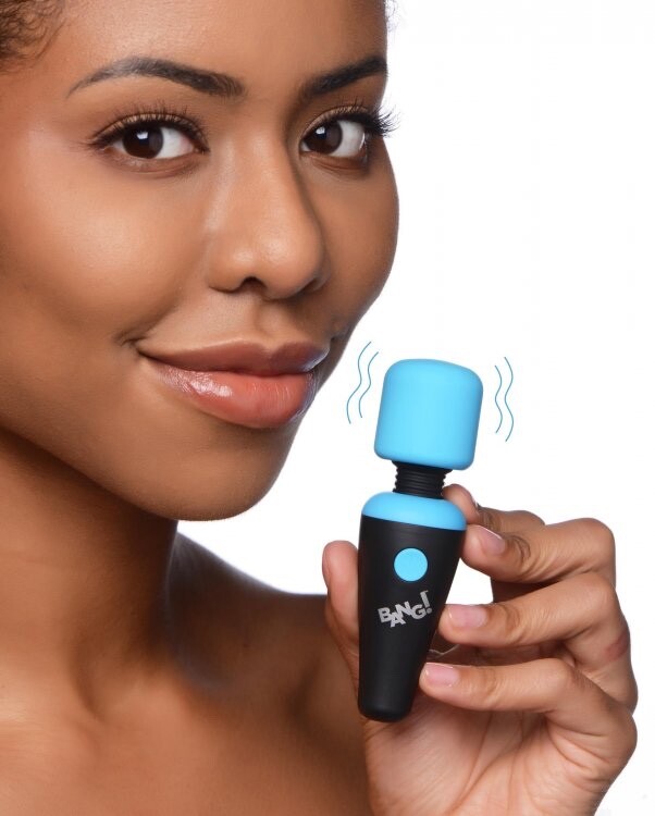 Bang! 10X Ultra Powerful Silicone Mini Wand – Blue ~~PREMIUM SILICONE~~