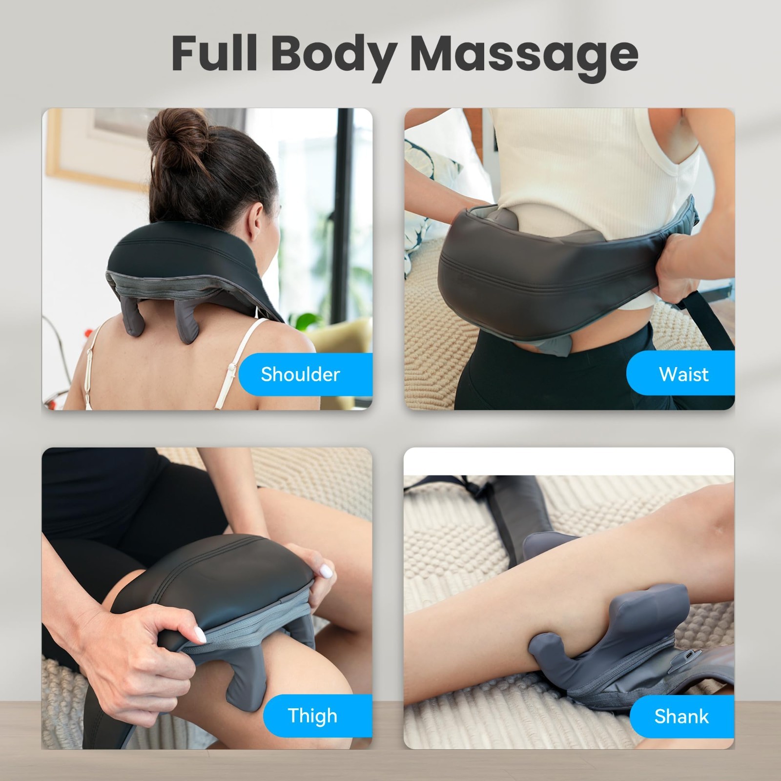 4D Neck & Shoulder Massager with Heat, Cordless Shiatsu Pain Relief Pillow, Gift