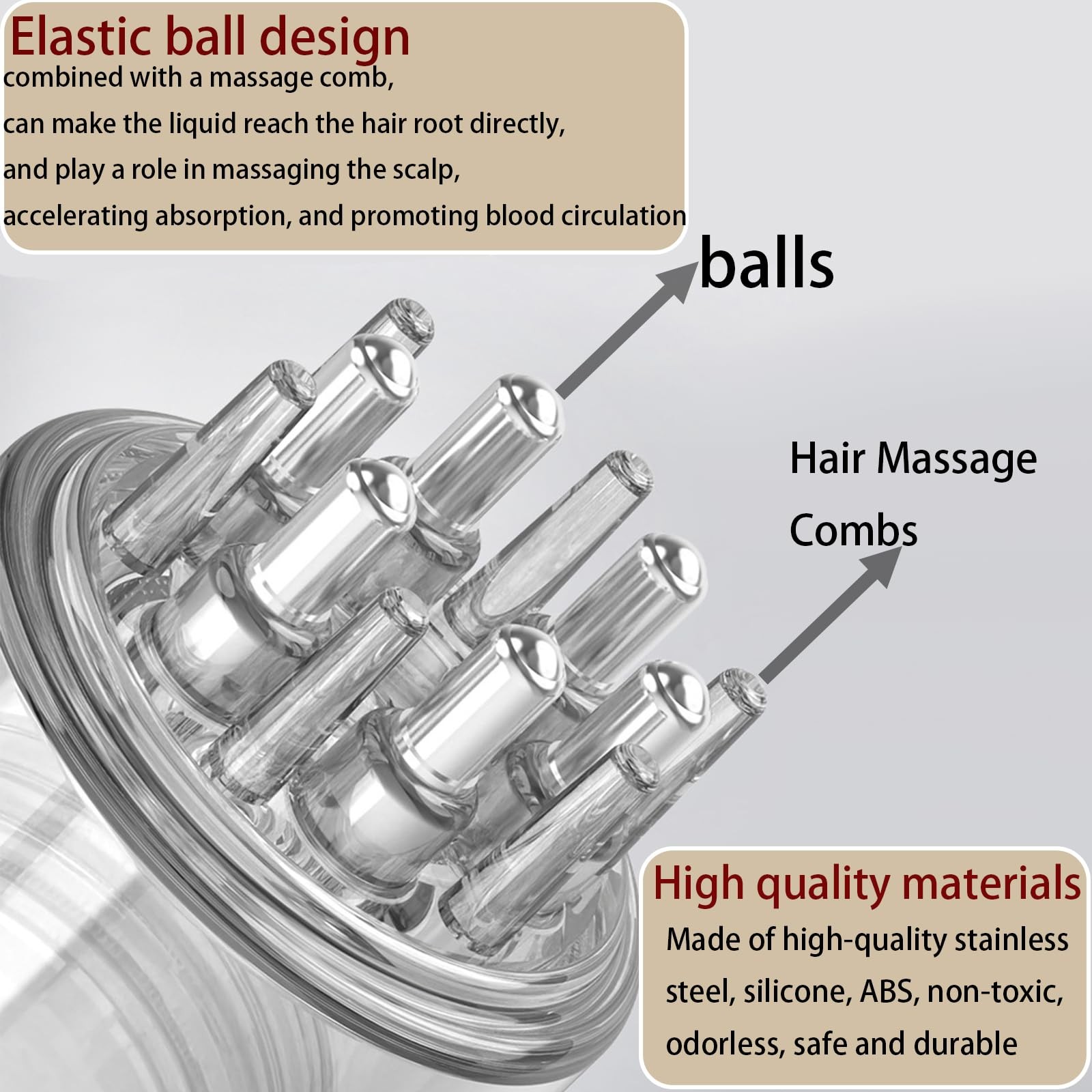 1 Pcs Applicator for Precise Dosage Leak Proof Design Scalp Massager with Met…