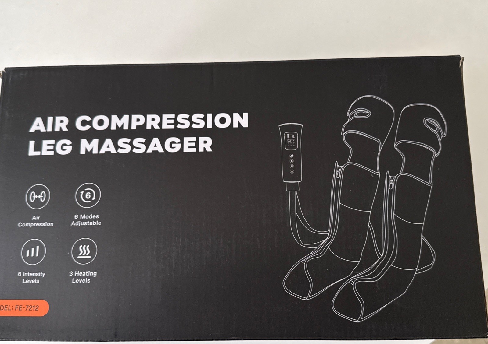 Air Compression Massager Heated Legs Feet Calf Thigh Black