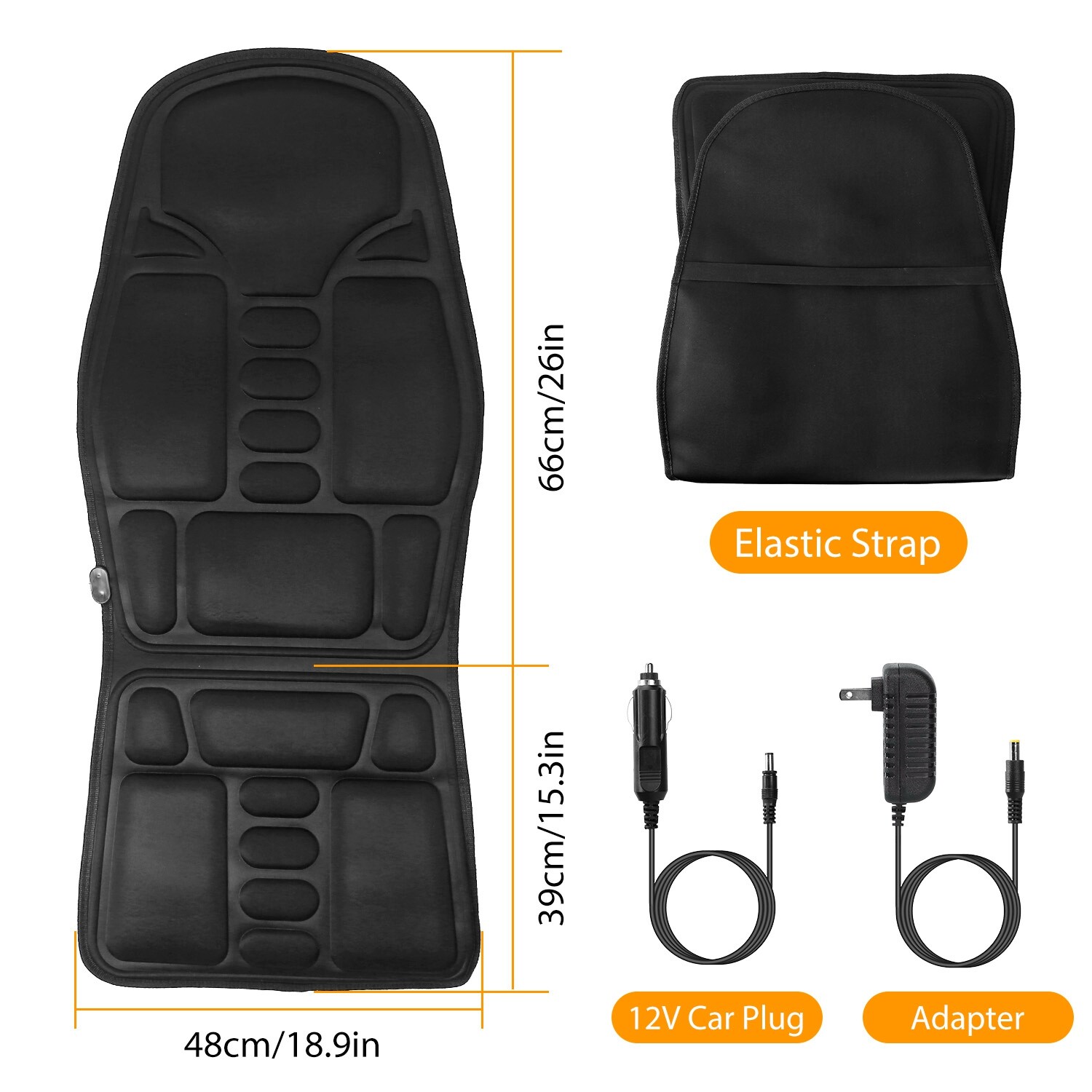 8 Mode Massage Seat Cushion Heated Back Neck Massager Body Chair Pad 3 Intensity