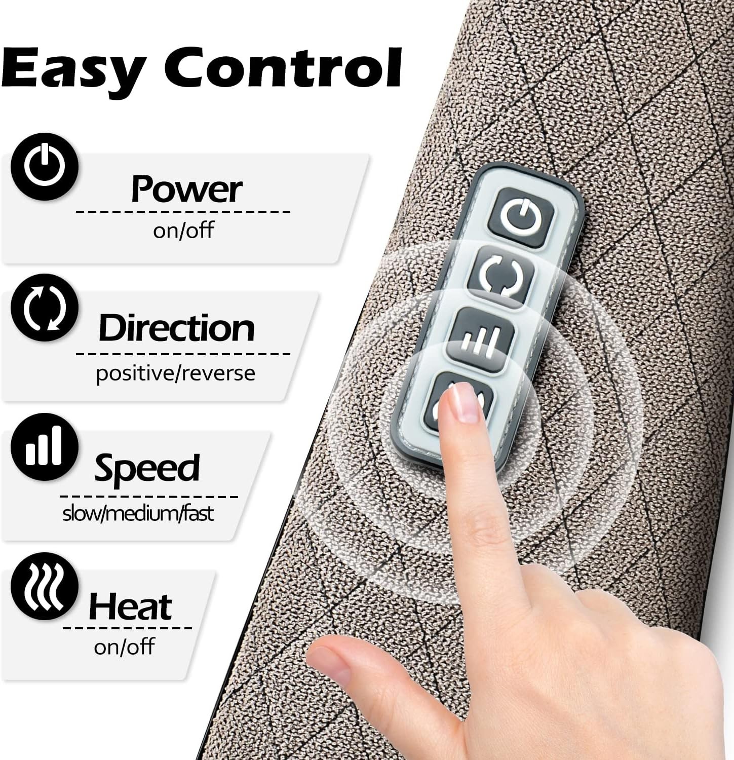 Shiatsu Electric Neck Back Massager Pillow 3D Kneading with Heat for Shoulder,