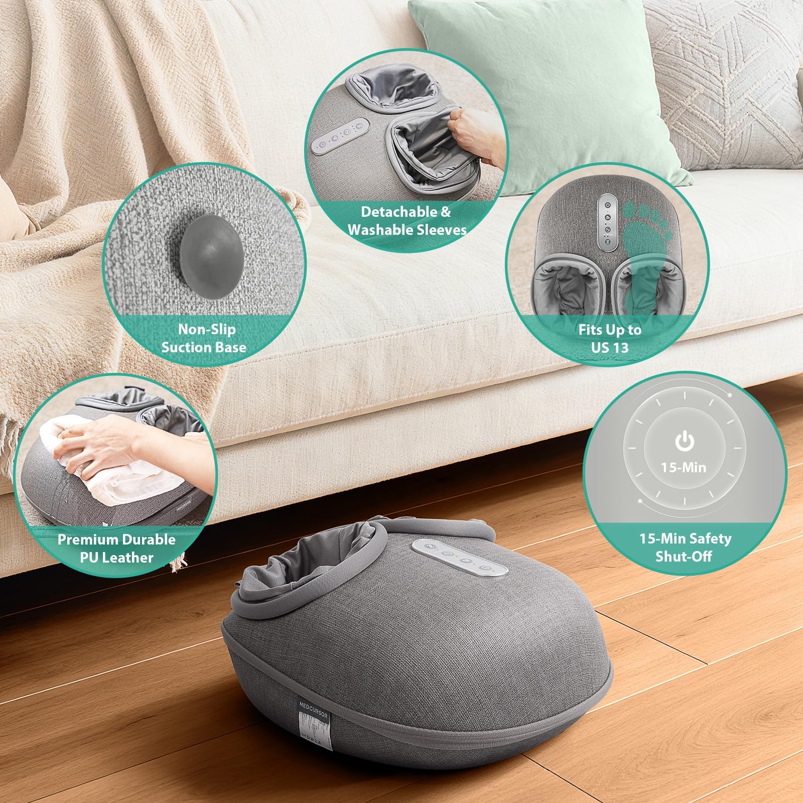 Medcursor Shiatsu Foot Massager Machine with Heat , Shiatsu Deep Kneading , Deli