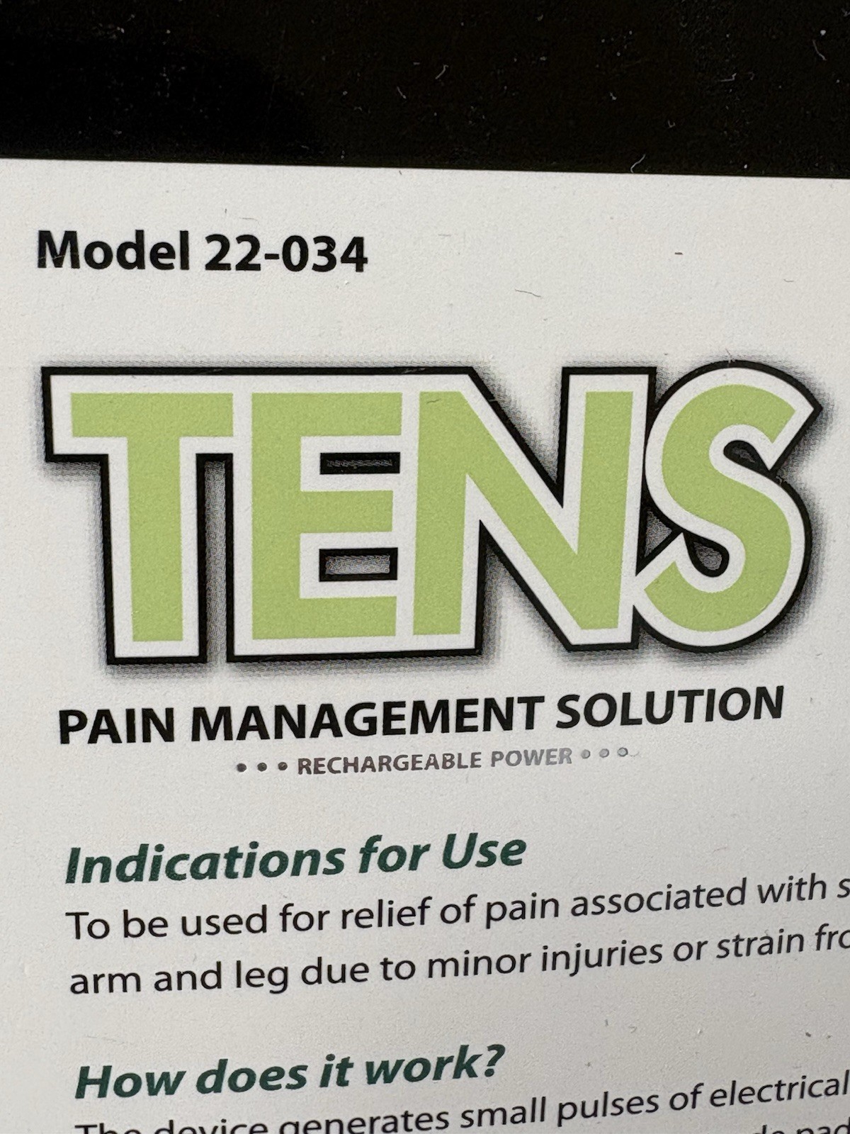 Veridian TENS Pain Management Solution Rechargeable 50 Use Gel Pads NEW FS