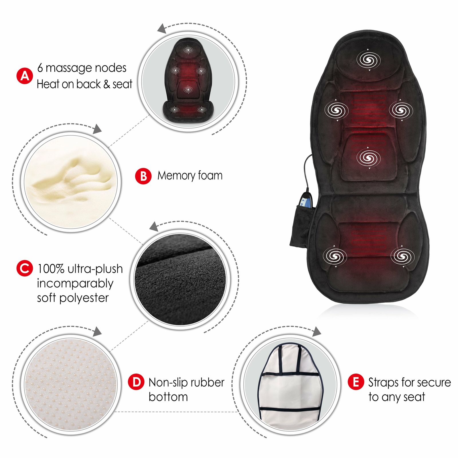 【Snailax Shop】Memory Foam Massage Mat, Massage cushion with 10 Motor Massage