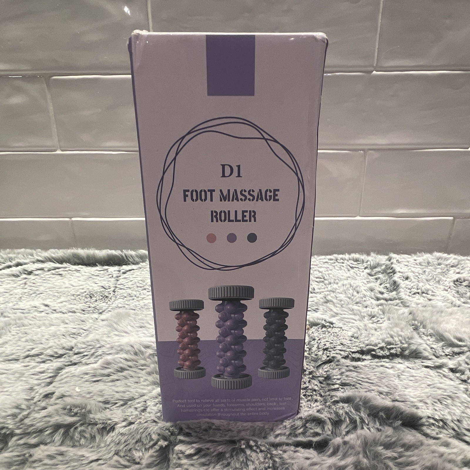 D1 Foot Massage Roller Manual Deep Tissue Pain Relief Purple/White Plastic