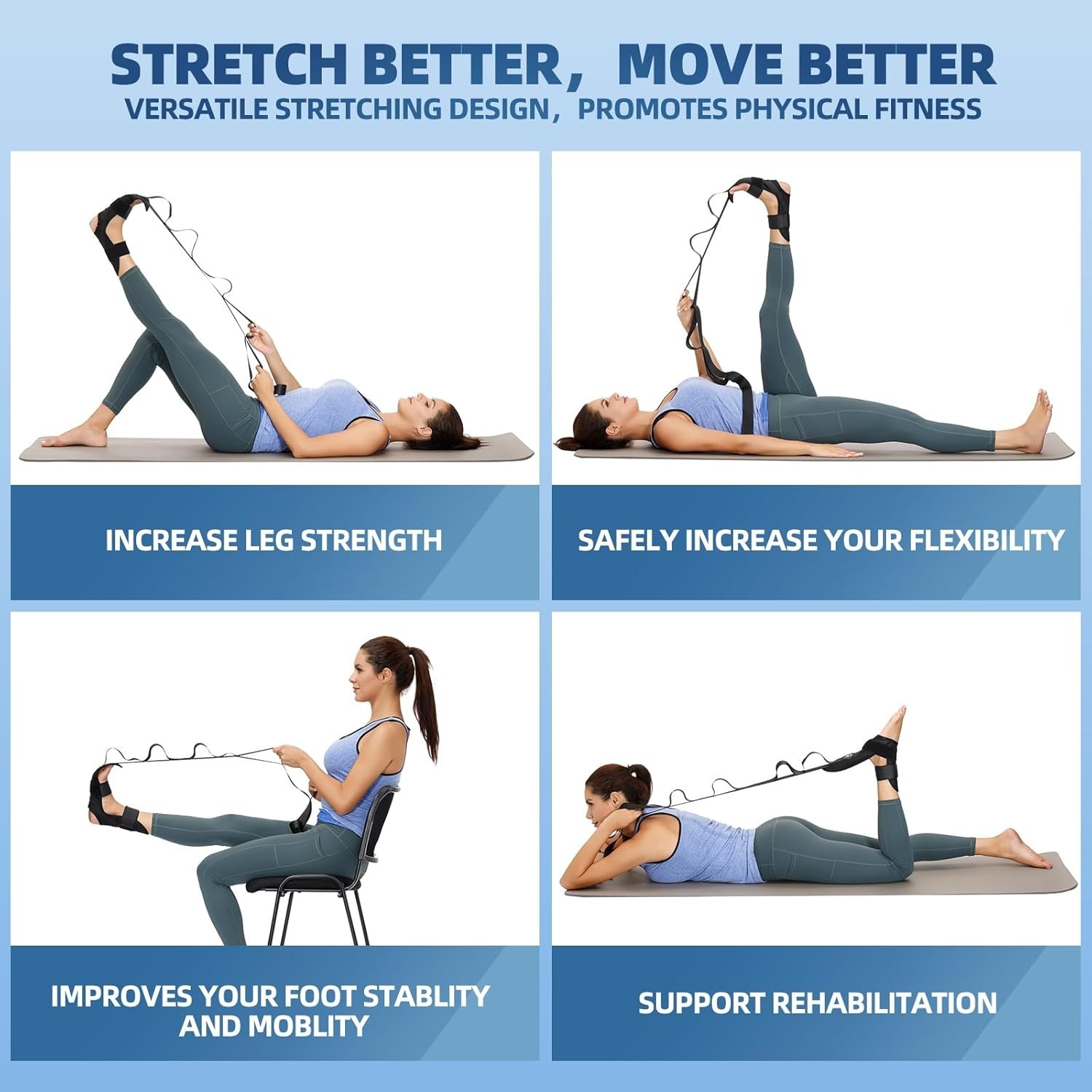 Foot & Calf Stretcher Strap – Plantar Fasciitis Relief