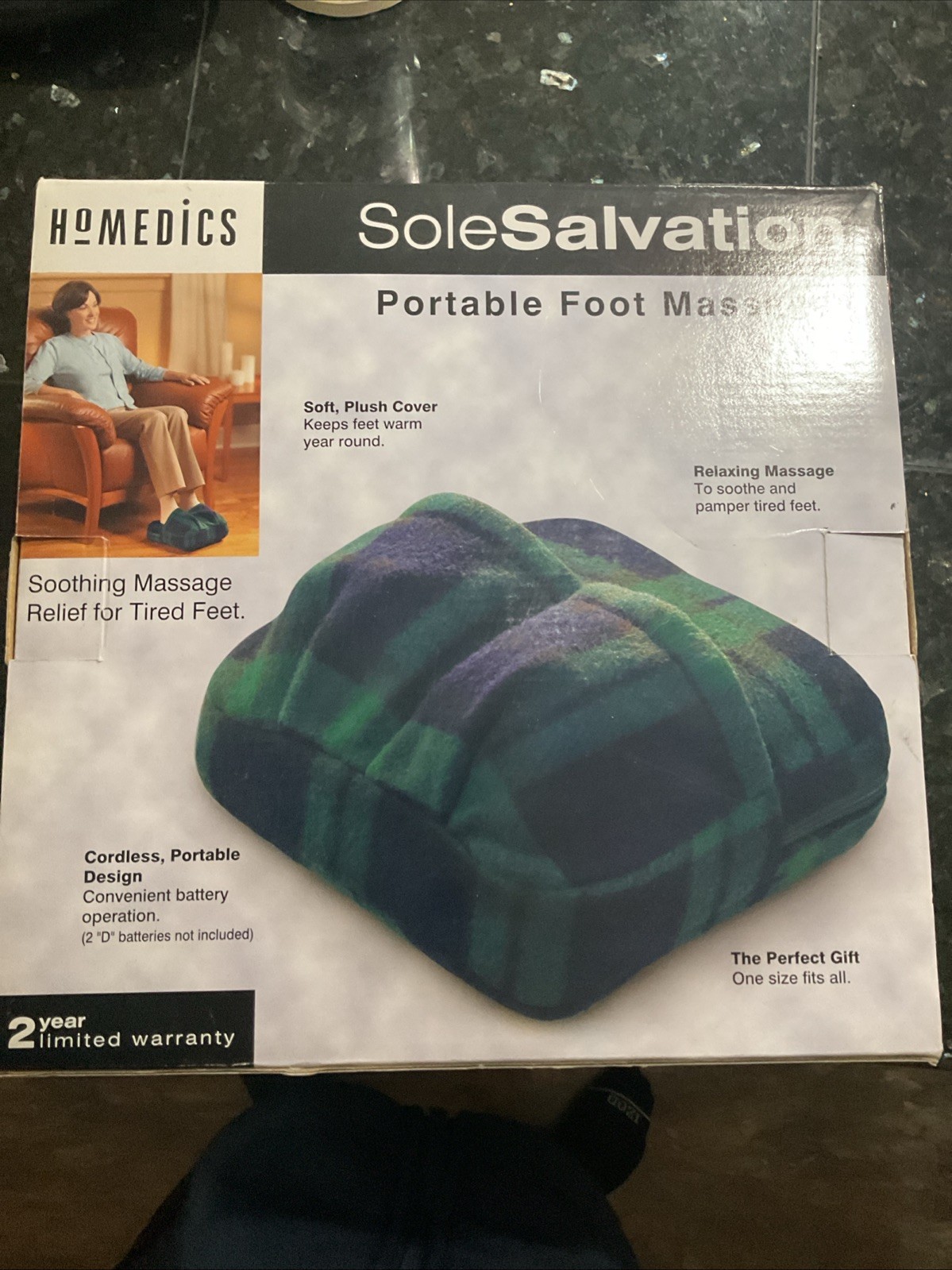 HoMedics Sole Salvation Portable Battery Operated Fleece Foot Massager