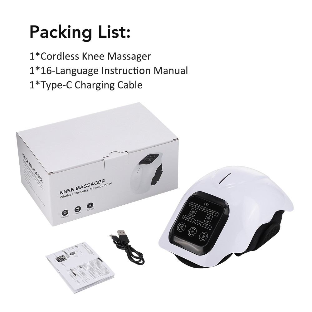 Cordless Knee Massager Heated Vibration Therapy Knee Massager W/ Touch Control