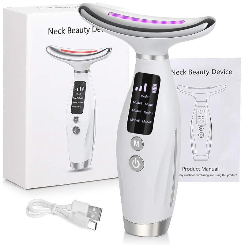 7-Color LED Facial & Neck Massager – Anti-Wrinkle & Skin Tightening Device
