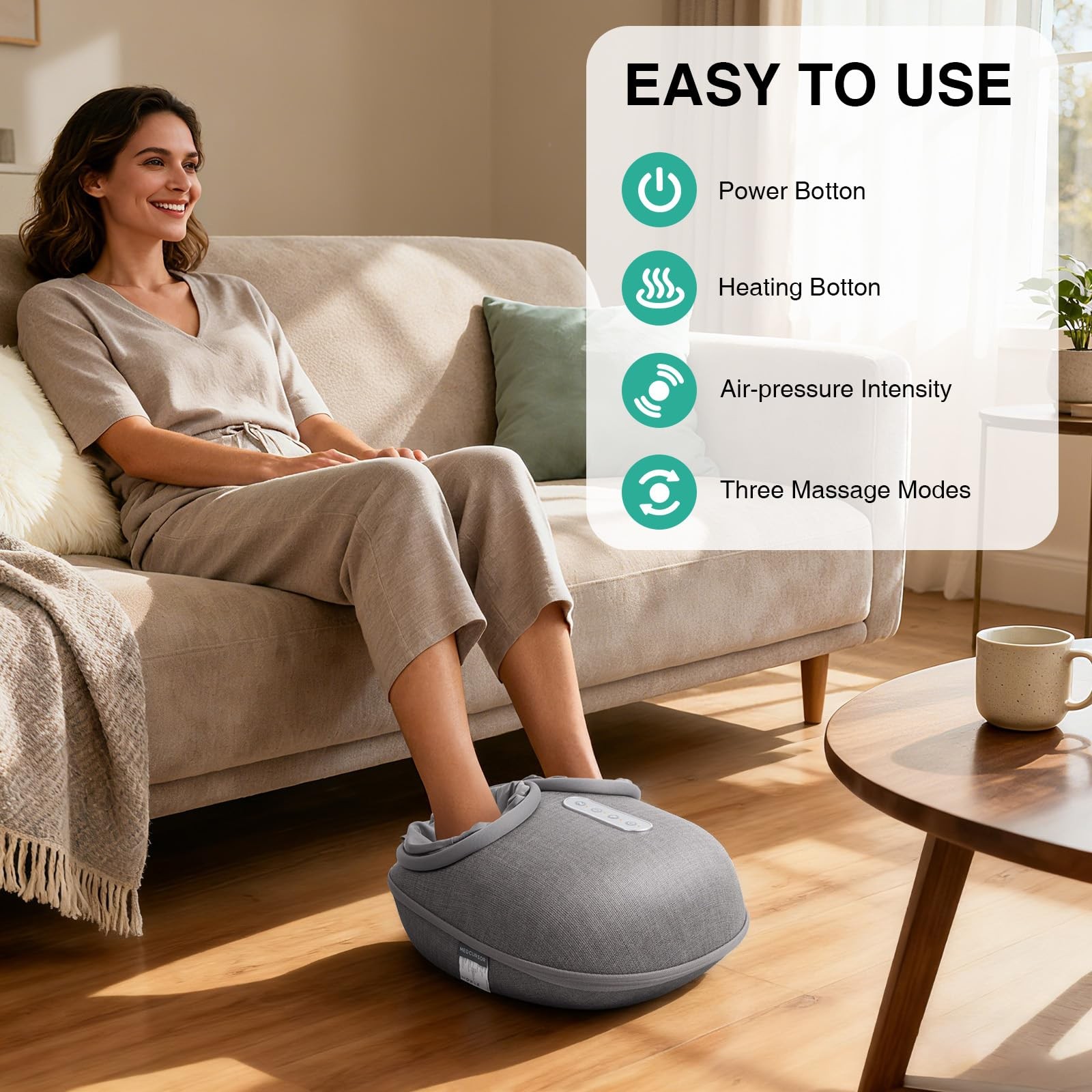 Medcursor Foot Massager Heat – Shiatsu Deep Kneading Delivers Relief For Tired