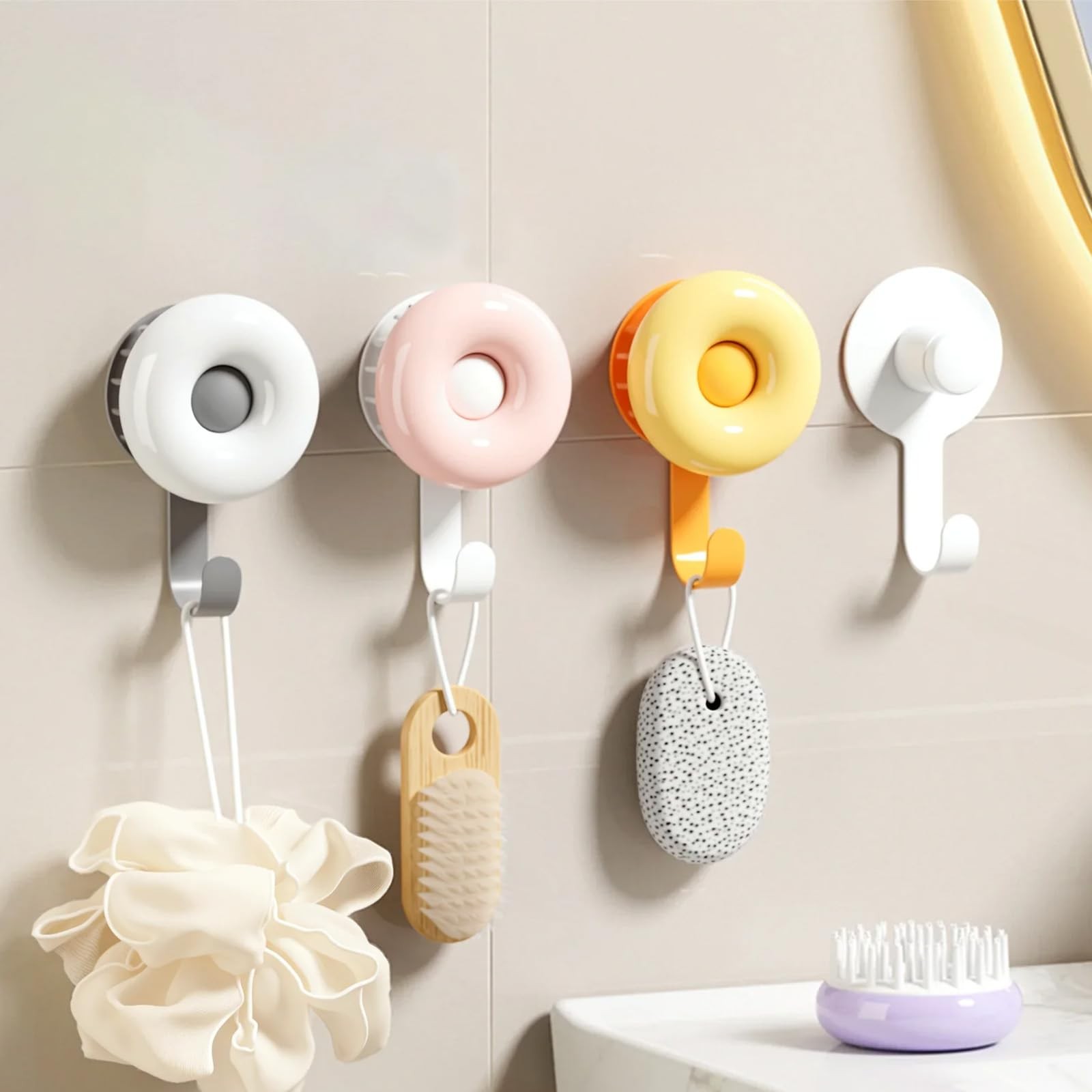 Silicone Scalp Massager Shampoo Brush with Adhesive Hook, 2-in-1 Organizer fo…