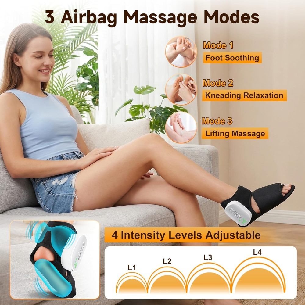 Foot and Ankle Massager Air Compression for Circulation Feet relax 4Modes Heat