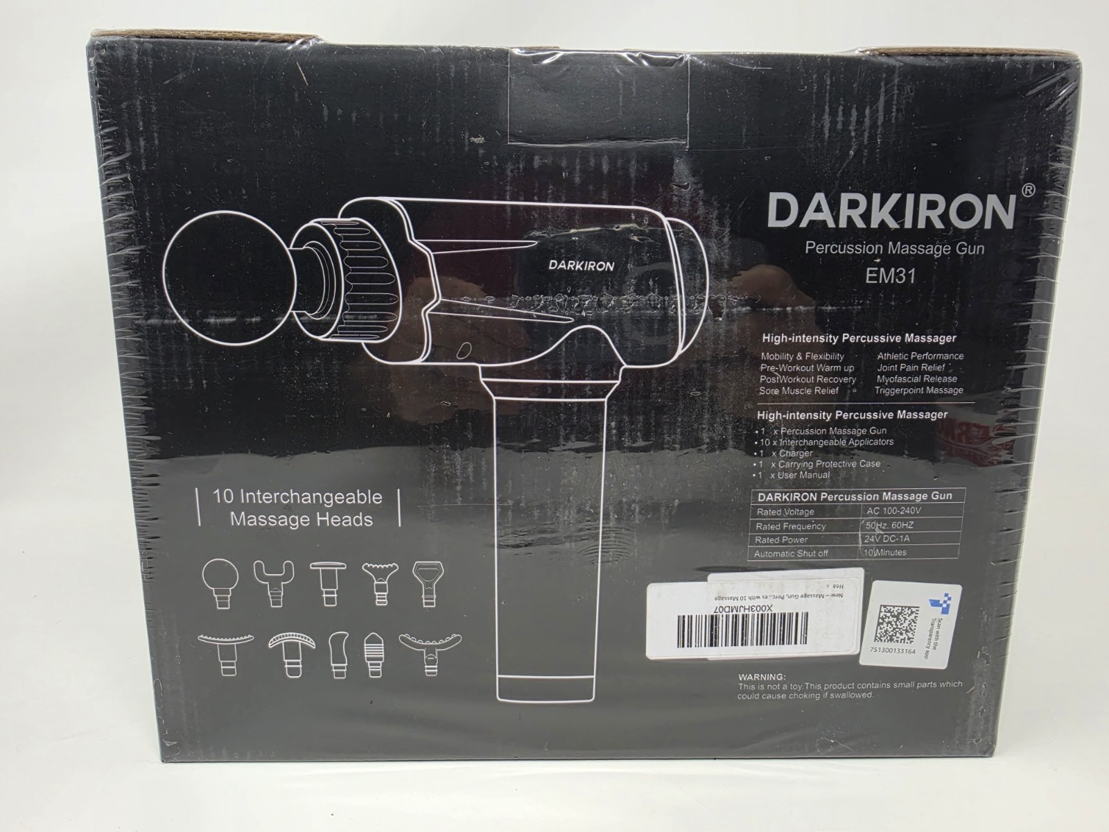 Darkiron Handheld Body Percussion Massager with 10 Different Massage Heads EM31
