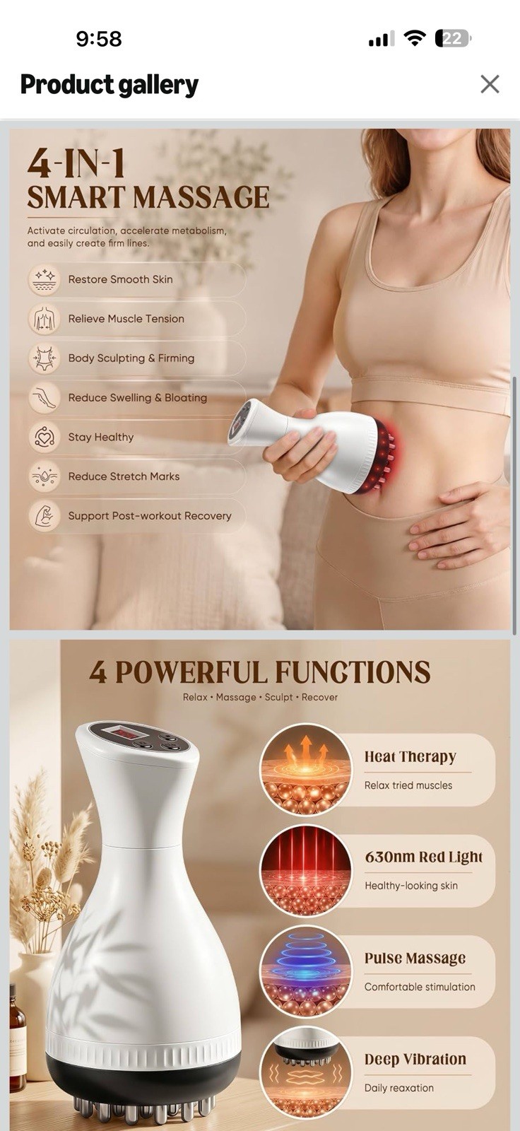 Rechargeable Lymphatic Drainage Massager & Cellulite Massage Tool with 3000mAh,