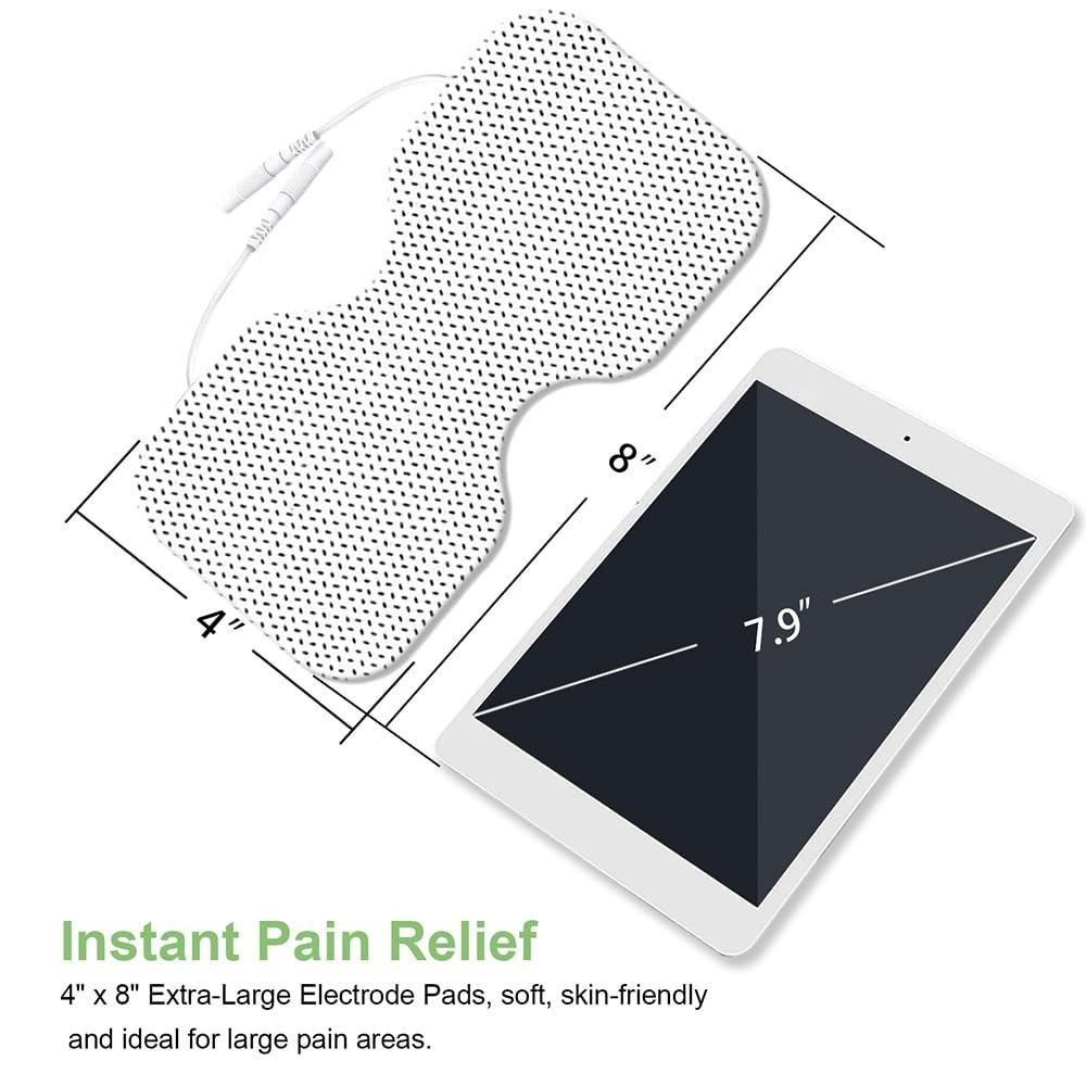 Tens Unit Electrode Pads 4×8″ for Back Pain Relief Extra Large Butterfly Shap…