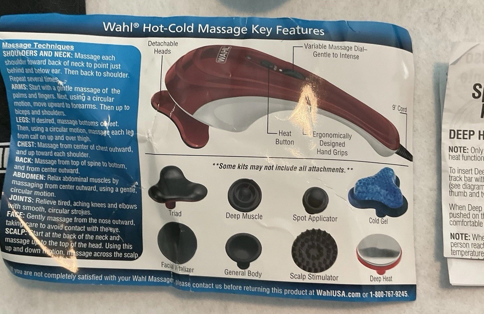 Wahl Hot Cold Deluxe Heat Therapy Electric Corded Massager 7 Attachments 4295A