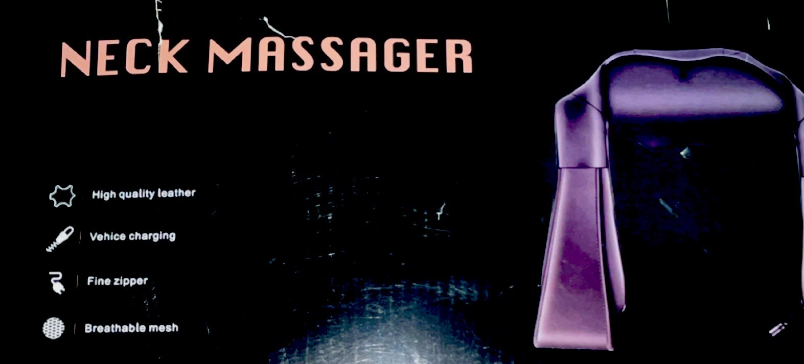 AERLANG Shiatsu Heated Neck Massager Purple Leather Mesh Vehicle Charging