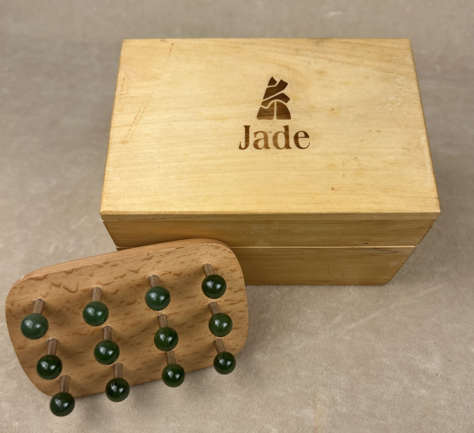 Jade Wood Beaded Massage Tool Handheld Body Roller Massager Reflexology with Box