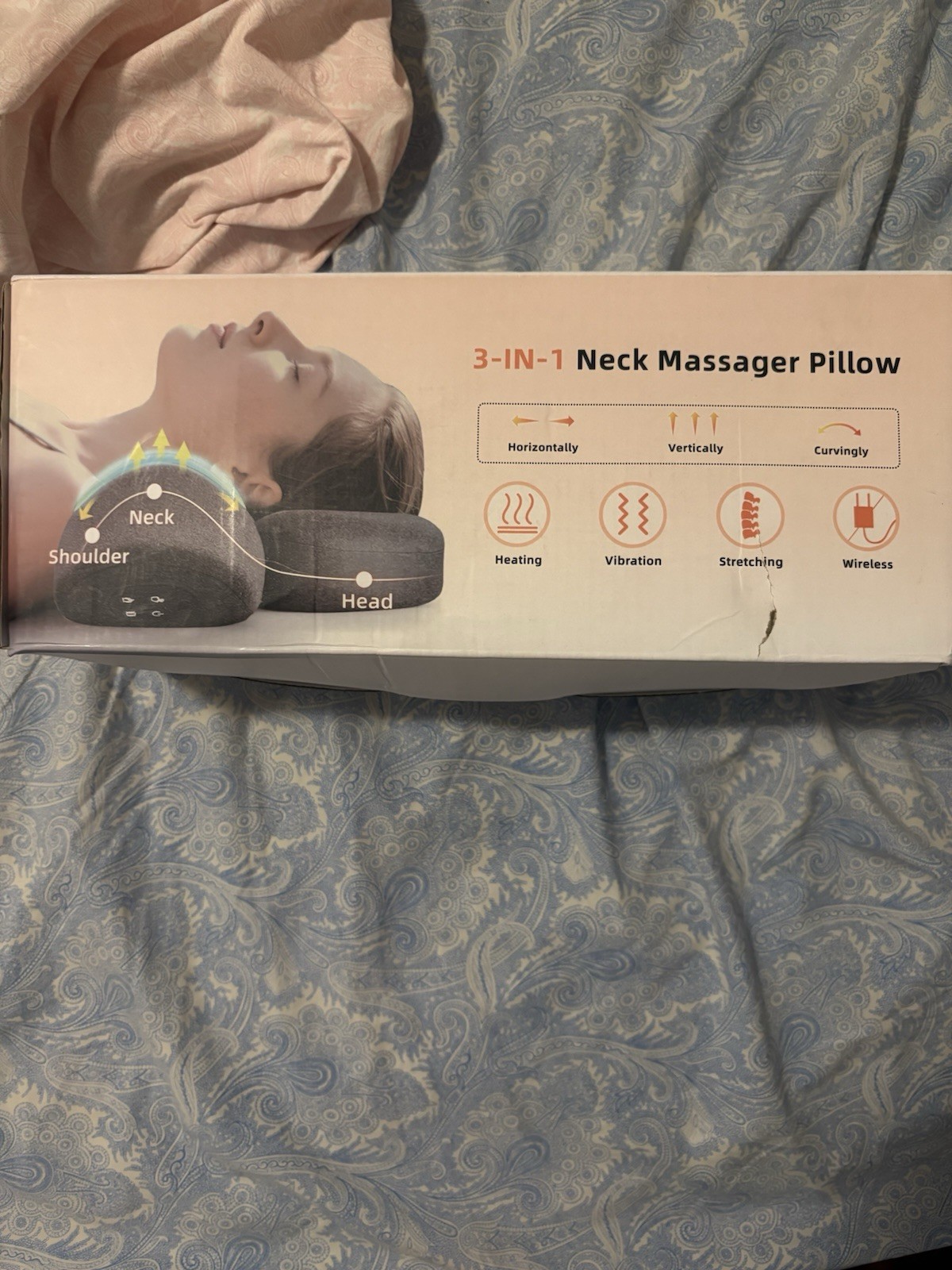 3-In-1 Neck Massager Pillow With Vibration Heating Traction Therapy Pain Relief