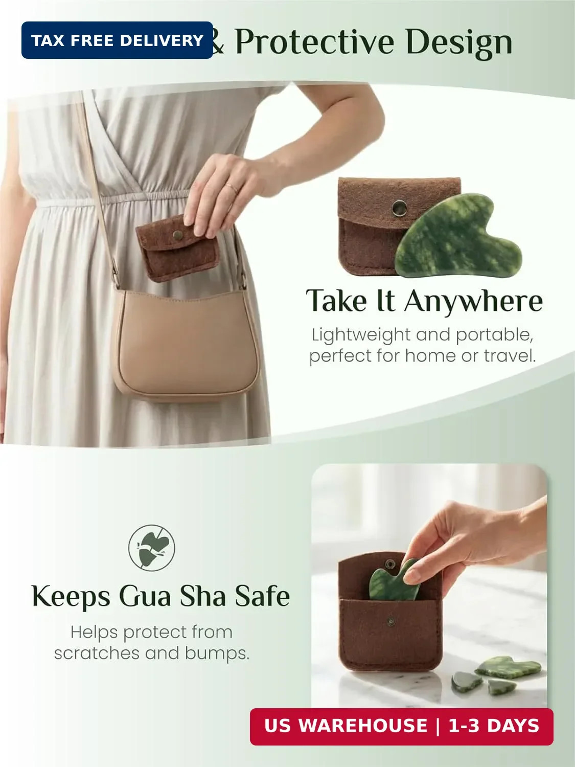 Rena Chris Gua Sha Facial Tools, Natural Jade Stone Guasha Tool for Face Massage
