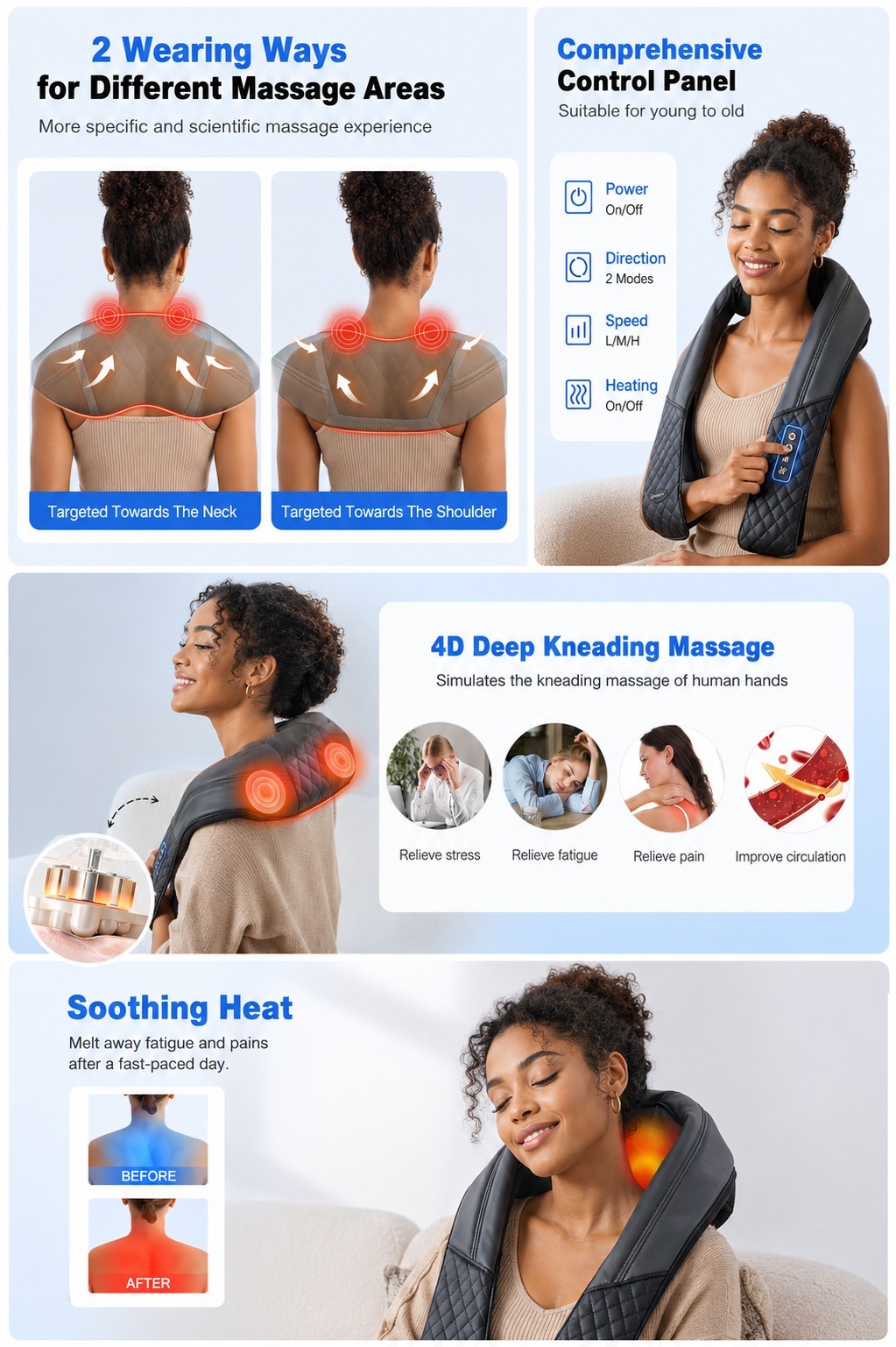 KingJoy Massager Full Body Neck Shoulder Back Shiatsu HEAT Kneading