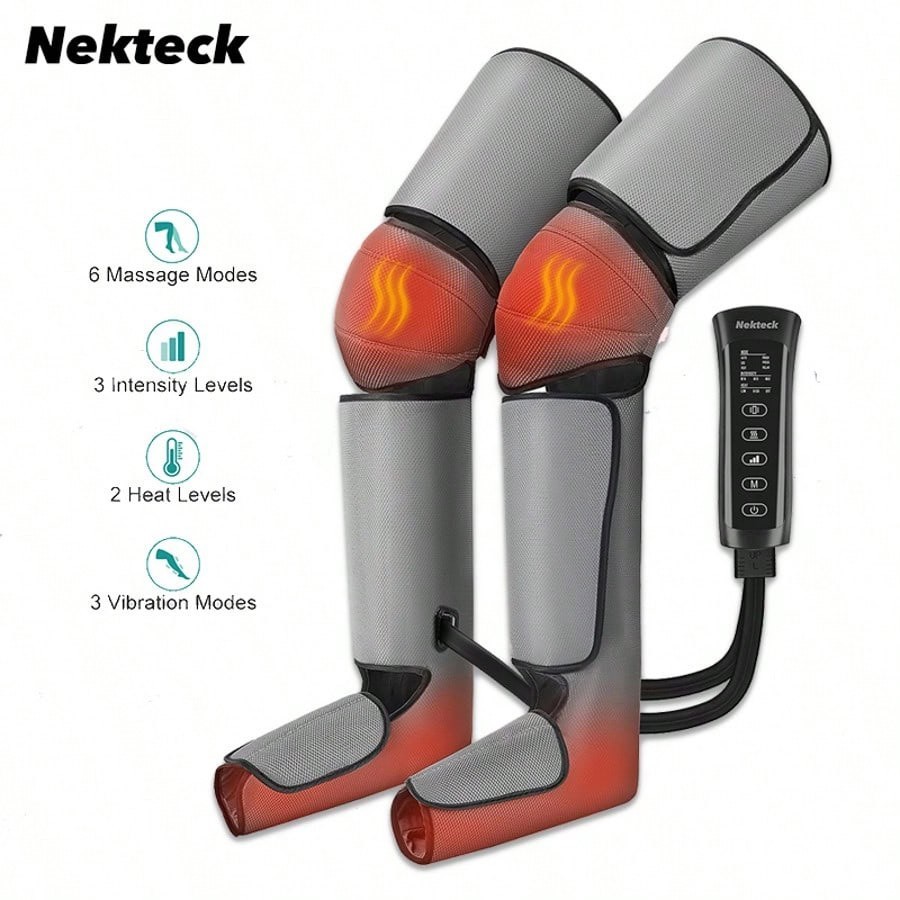 Air Compression Full Leg Massager Heat Vibration Foot Calf Thigh 6 Modes