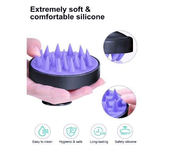 Scalp Massager Shower Hair Massage Silicone Shampoo  Black, Purple 