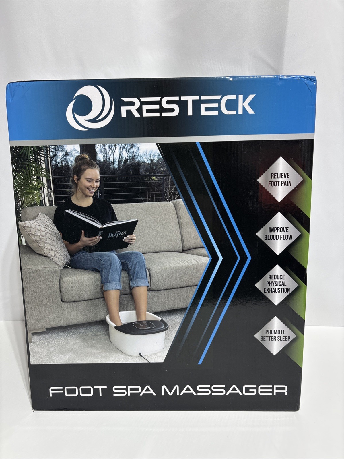 Resteck Foot Spa Bath Massager W/Heat Vibration Bubble Mode Jets Relax