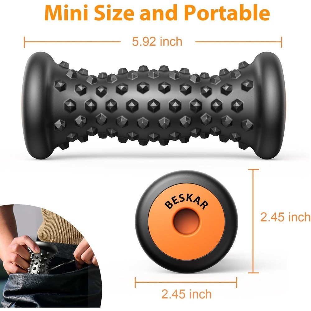 Portable Foot Massager Roller for Plantar Fasciitis Relief Deep Tissue Muscle