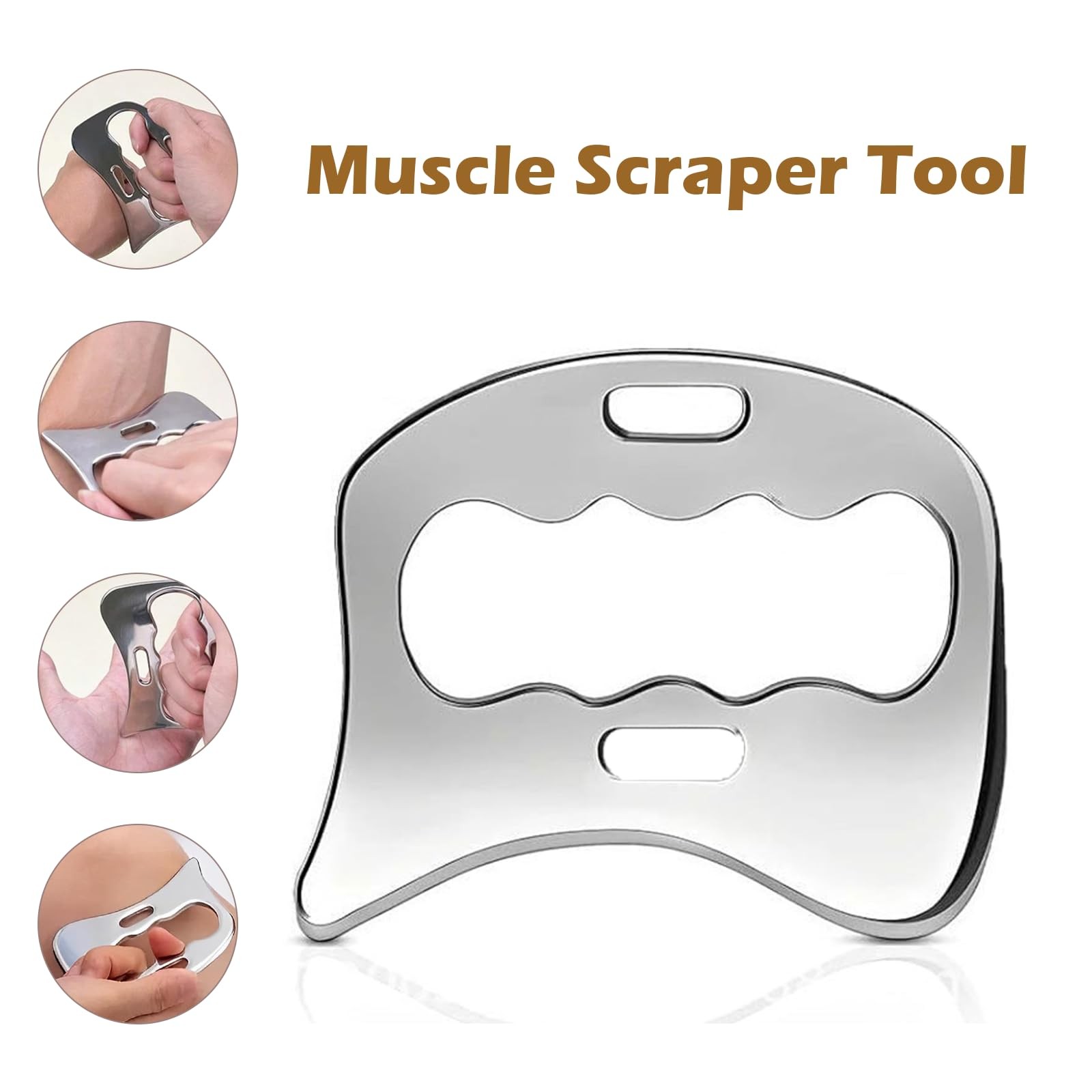 Stainless Steel Muscle Scraper Set, 2 in 1 Gua Sha Body Tool, Muscle Scraper