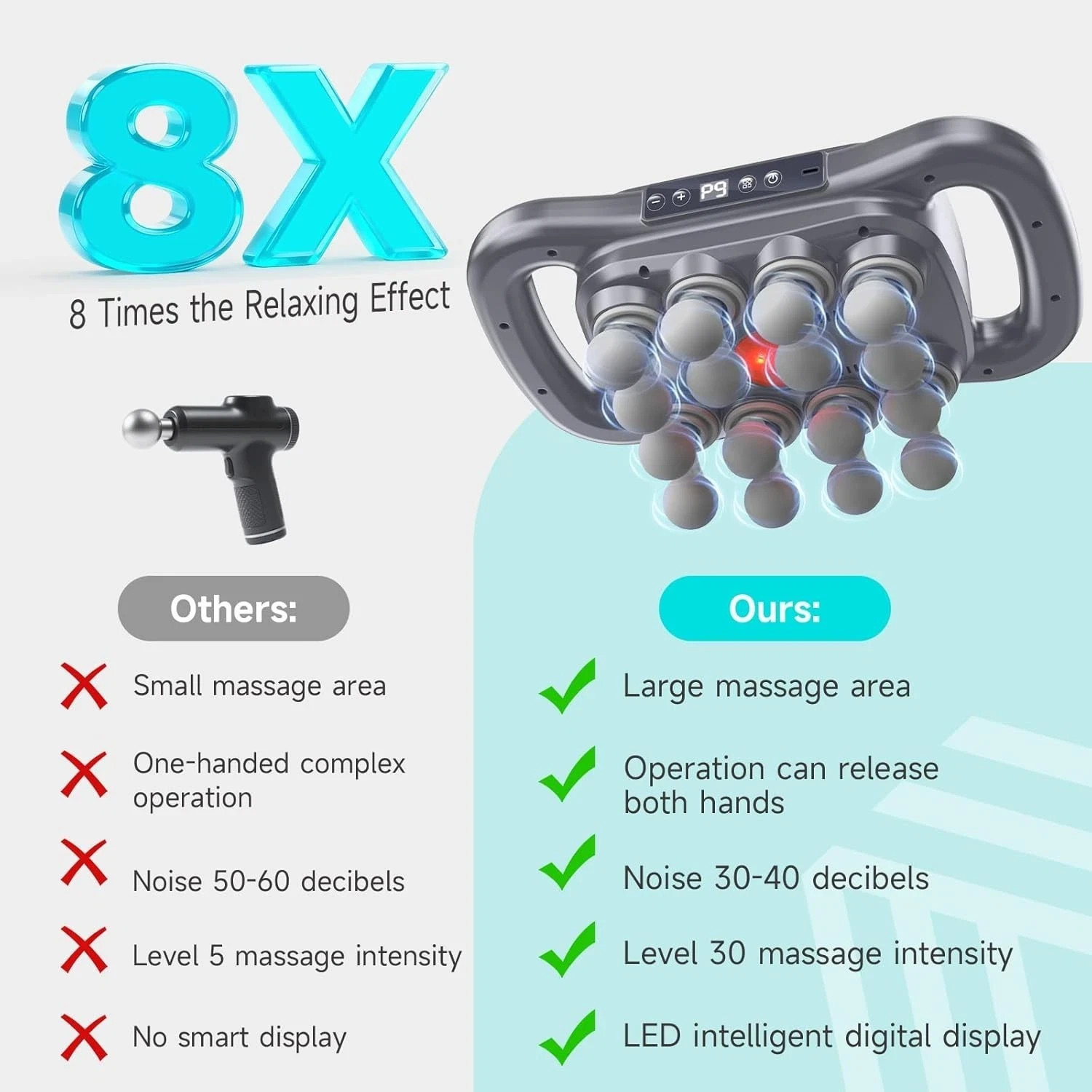 16-Head Massage Gun Deep Tissue Muscle Massager and 9 Modes Quiet Pain Relief