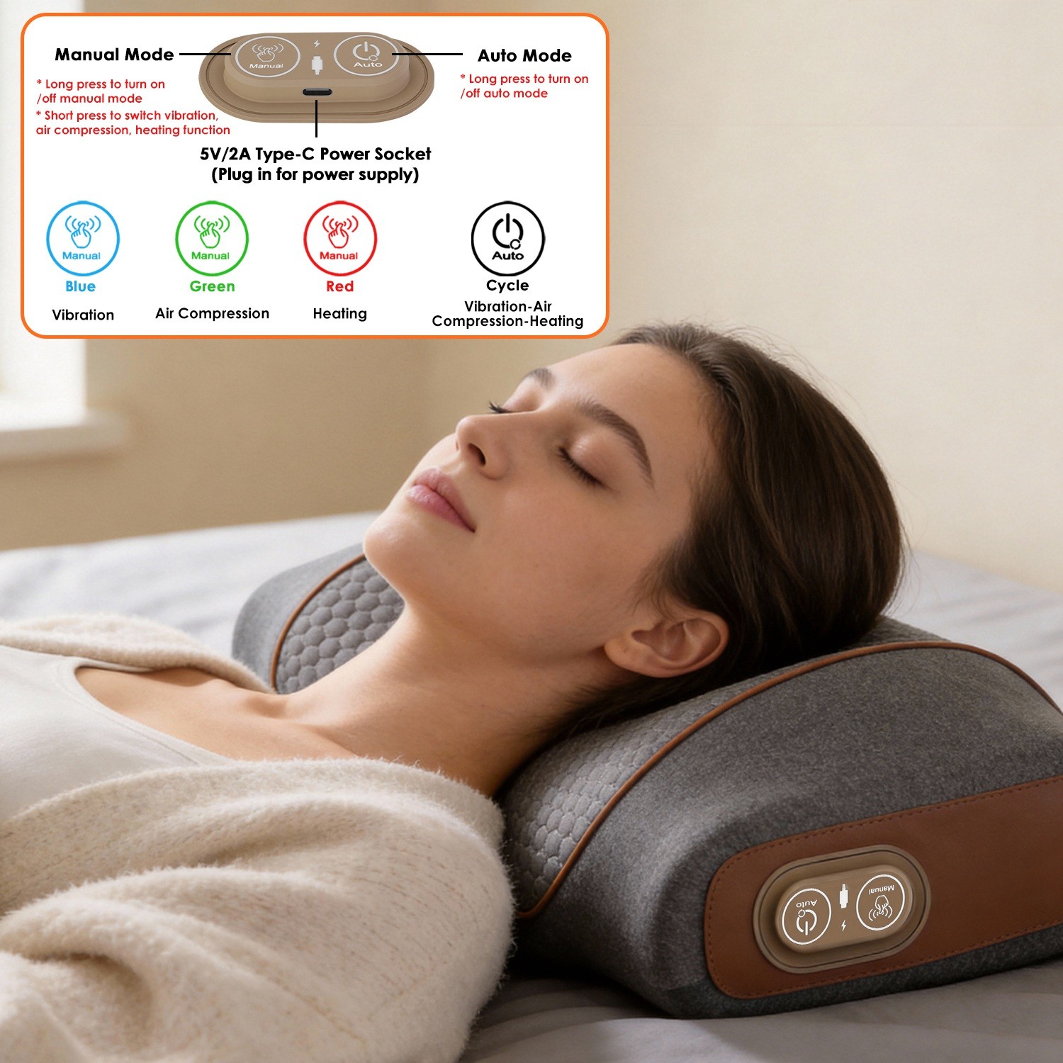 Electric Neck Massager Pillow Ergonomic &Heating Vibration Neck for Pain Relief