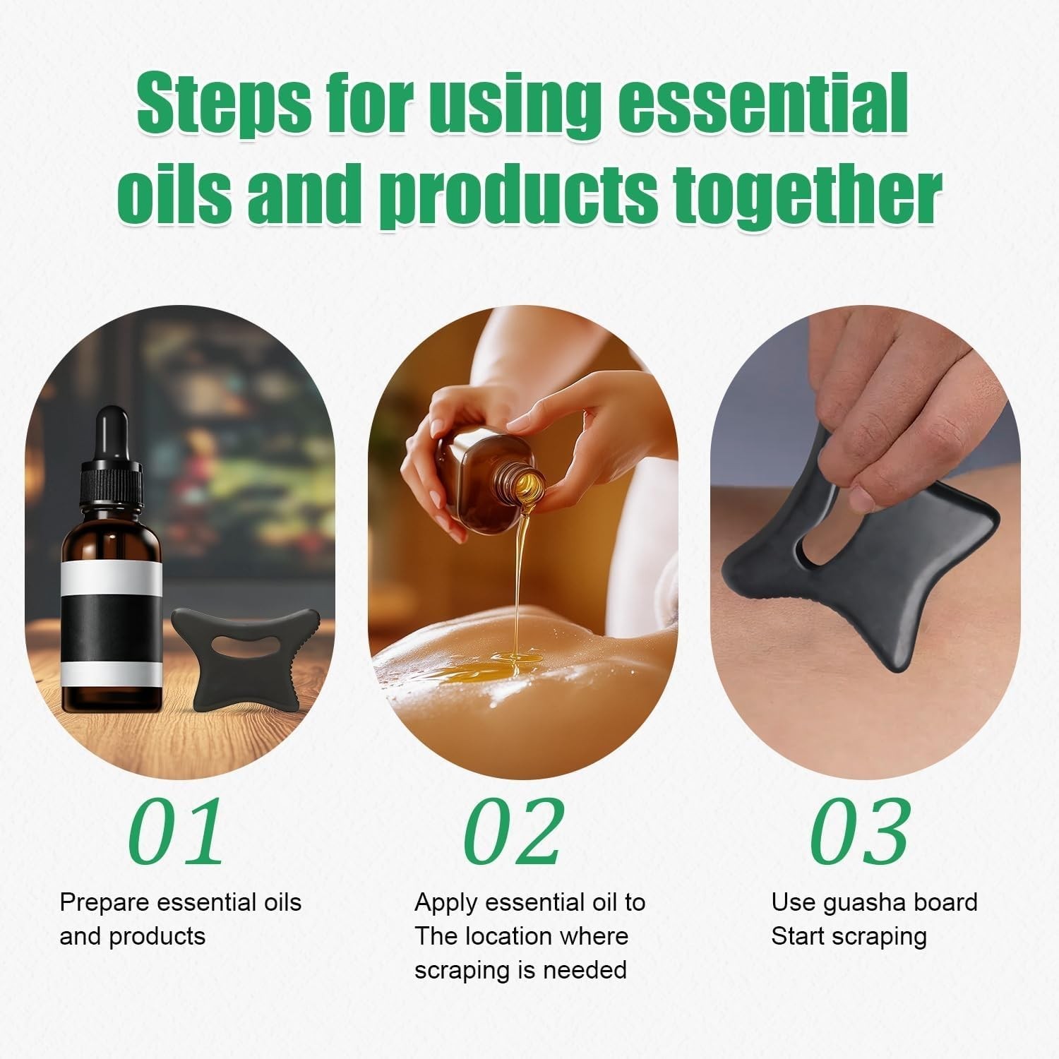 Body Gua Sha Tool Large Natural Bian Stone Handle Guasha Scraping, Muscle Scr…