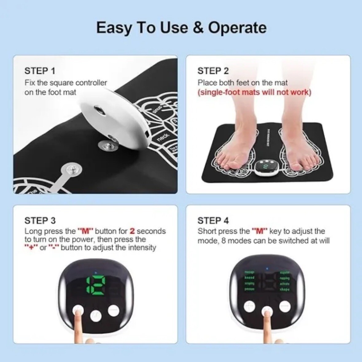 Phixnozar EMS Foot Massager Mat with 8 Modes and 19 Intensity Levels